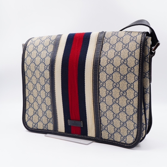 AS66❤️ GUCCI GG Plus Monogram Vintage Web Flap Messenger Bag - Picture 4 of 15